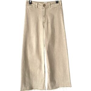 Maeve Sz 27 High Rise Wide Leg Denim Pants Anthropologie Brown Trouser Raw Hem S